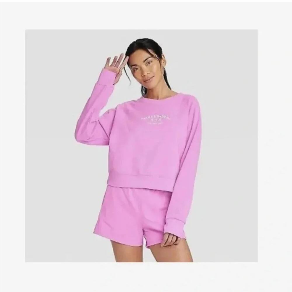 all in motion Pink Cropped Sweatshirt and Shorts Set